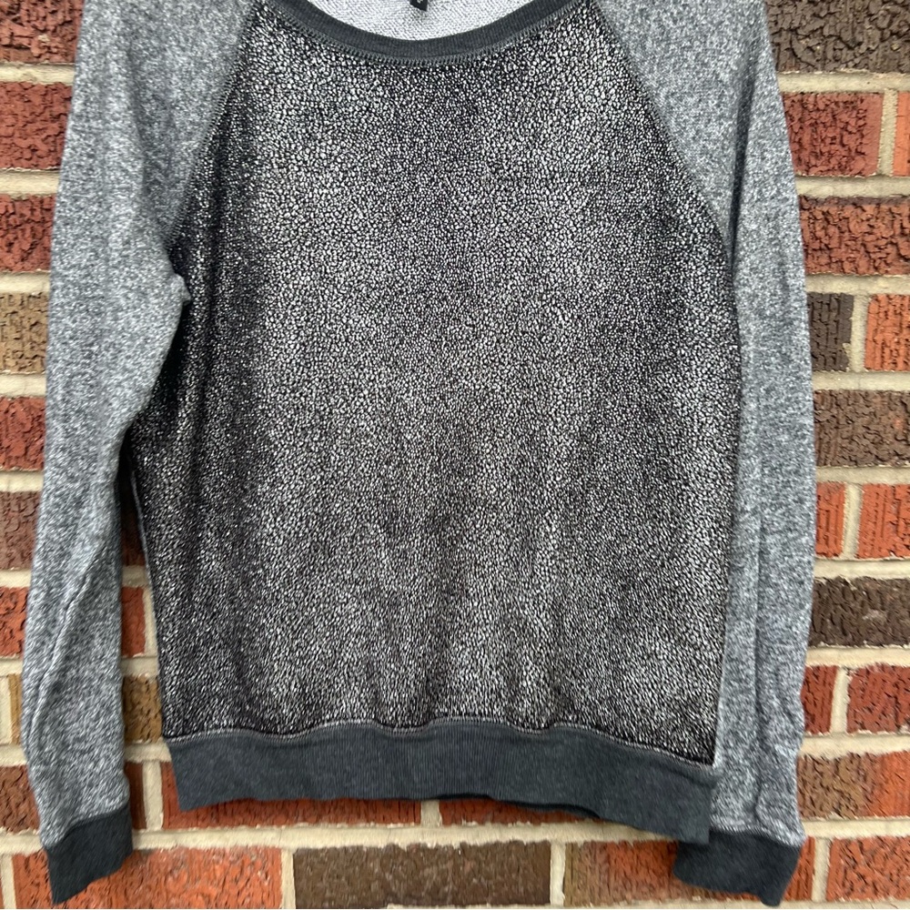 Express Gray Silver Speckled Pullover Sweatshirt - image 2